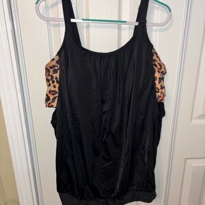 BloomChic Black Ruched Bikini Tank Top